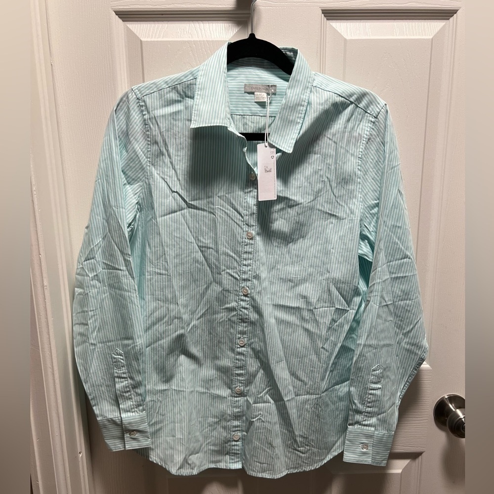 NEW Outerknown | Button‎ Down Blouse White Blue Sz S